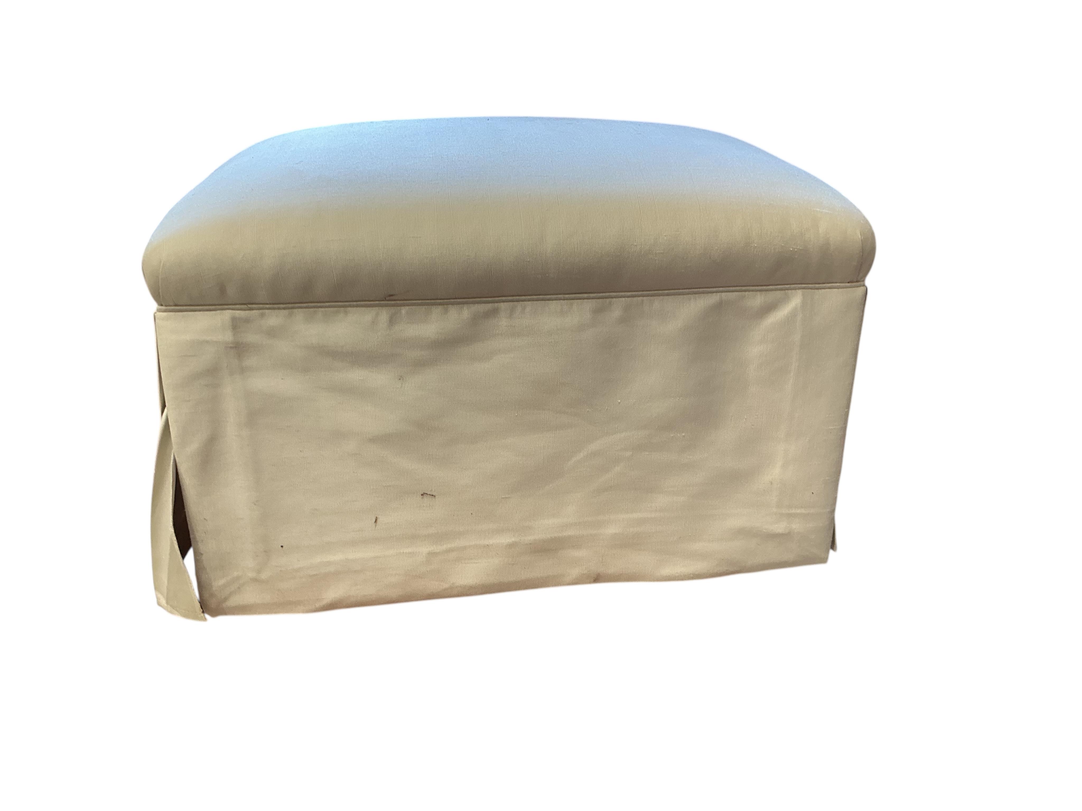 A modern Ben Whistler settee, width 180cm, depth 100cm, height 82cm together with a footstool and a similar armchair